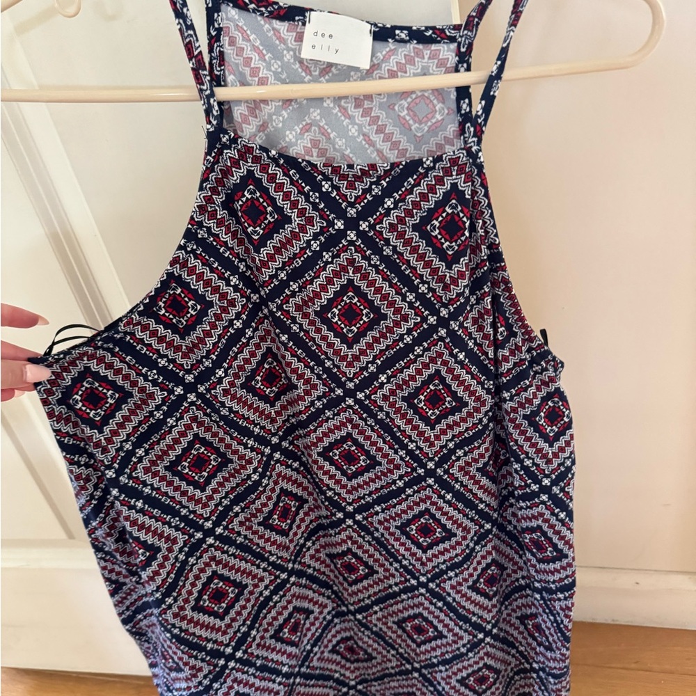 Blue and Pink Graphic Sleeveless Tank Top